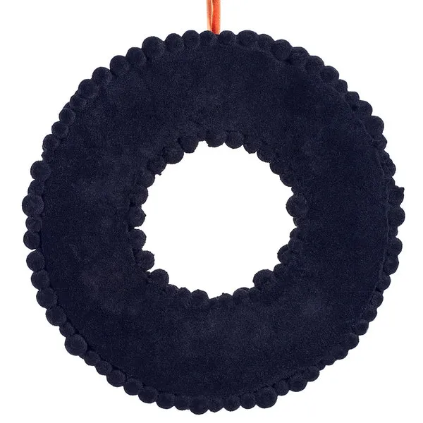 10.2" Pompon Halloween Hanging Wreath -Black (pack of 4)