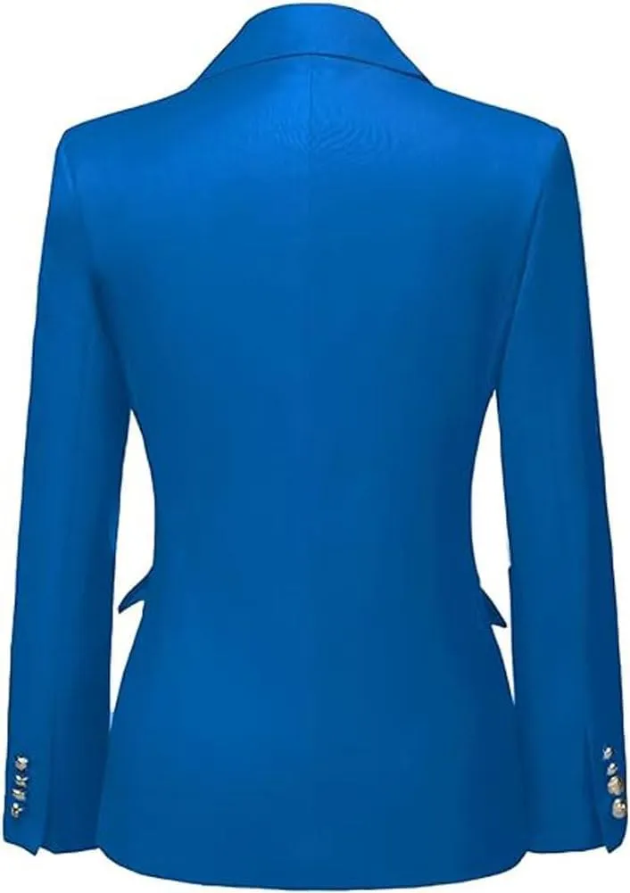 2 PC Womens Skirt Suit for Work Double Breasted Office Business Suit Notch Lapel Blazer Skirt Prom Suit