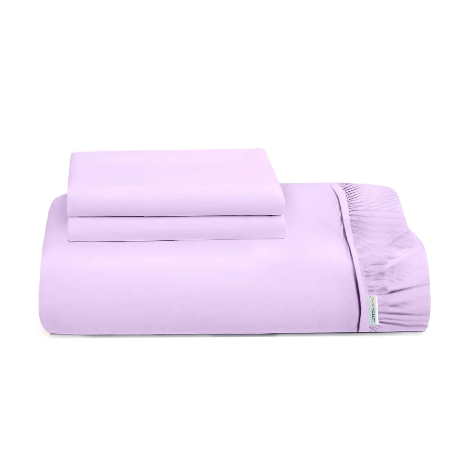 3 Piece Fitted Sheet Set Super Soft Light Purple Twin Size 160x200 30cm with 2 Pillow Case
