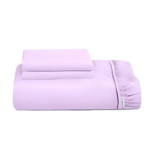 3 Piece Fitted Sheet Set Super Soft Light Purple Twin Size 160x200 30cm with 2 Pillow Case