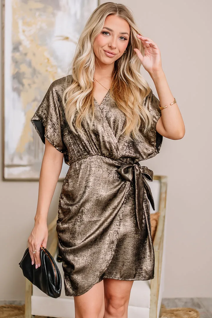 An Evening Out Metallic Dress | {Gold}
