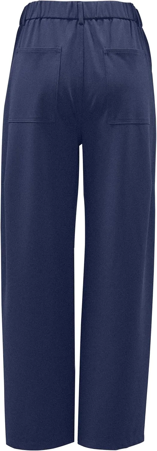 Arach&Cloz 2025 Women's Stretch Wrinkle Free Wide Leg Trousers Casual High Elastic Waisted Loose Palazzo Pants with Pockets