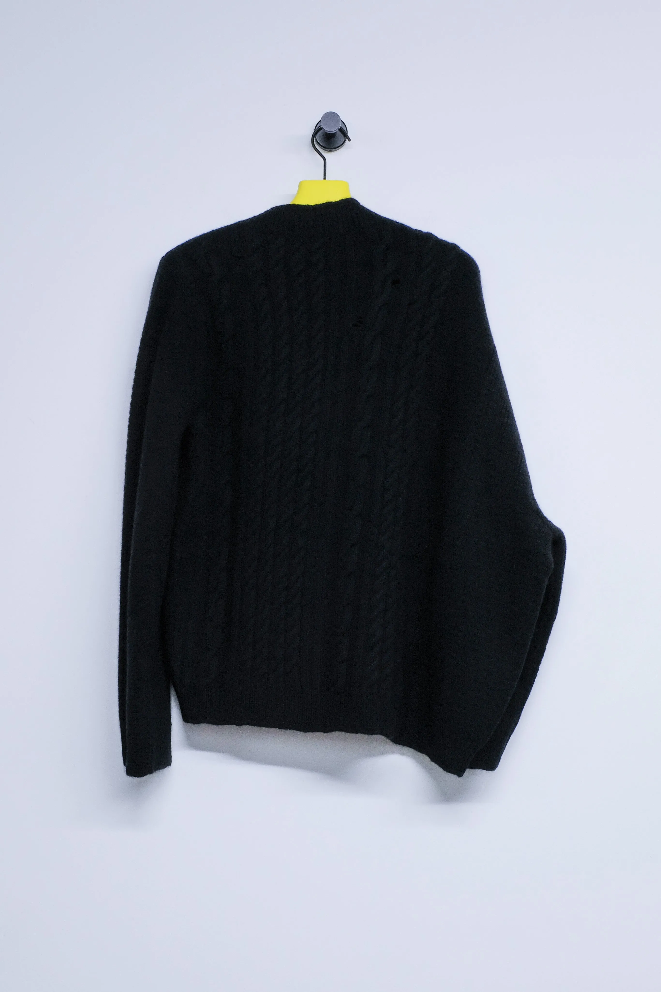 Black Asymmetrical Cable Knit Cardigan