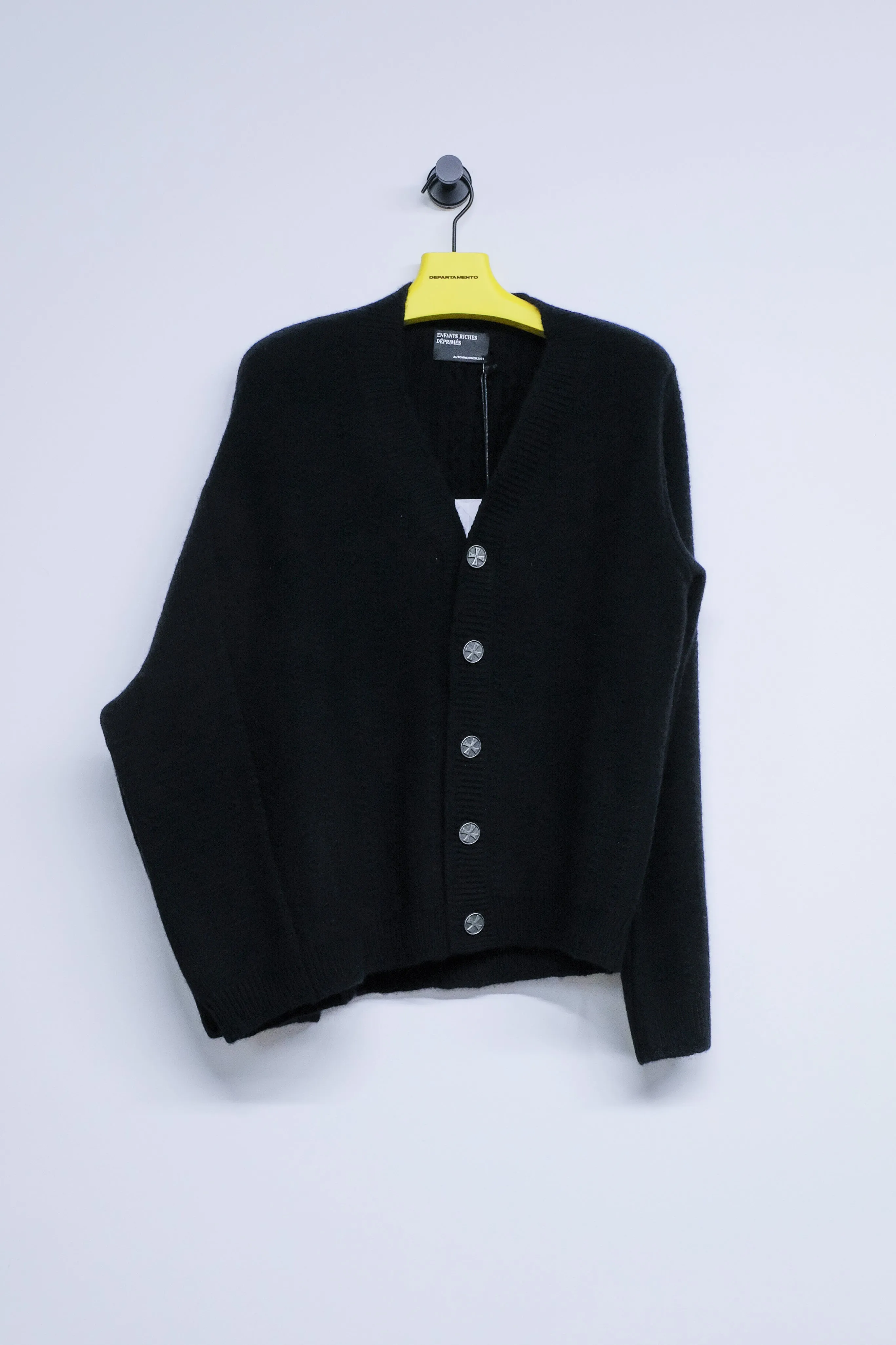 Black Asymmetrical Cable Knit Cardigan