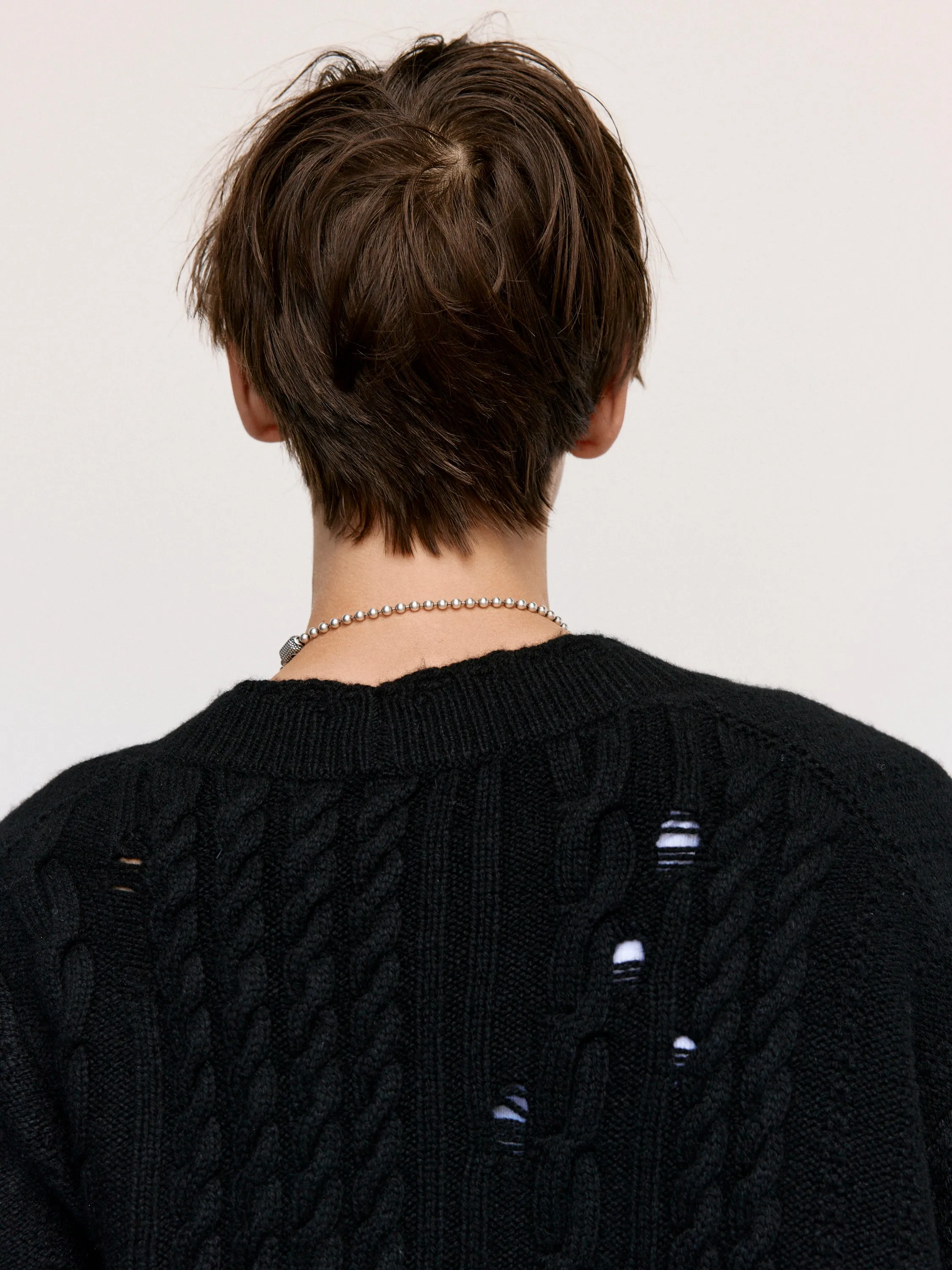Black Asymmetrical Cable Knit Cardigan