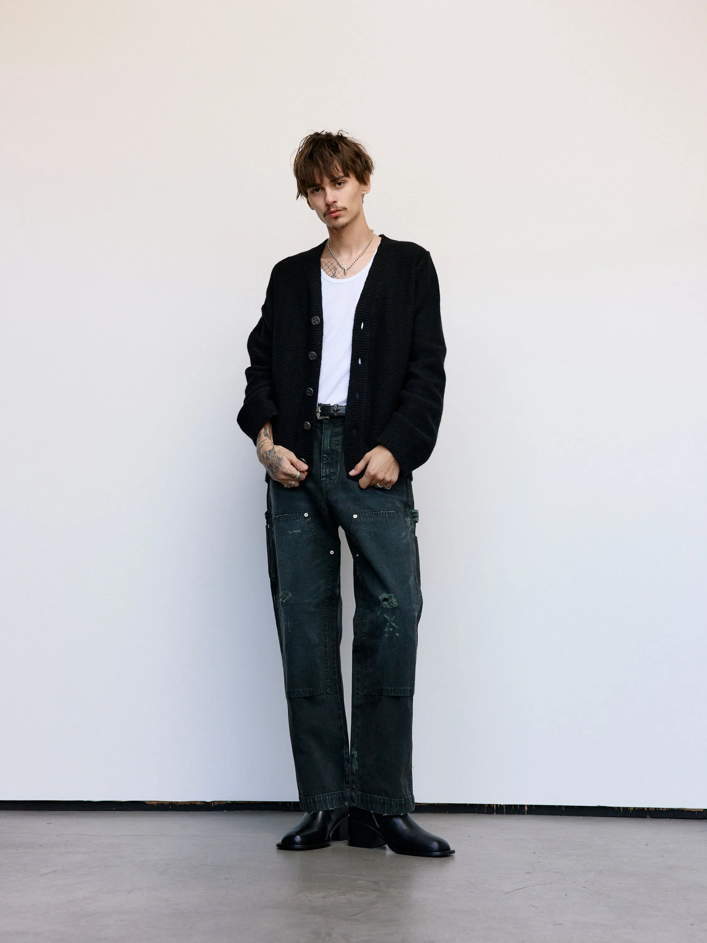 Black Asymmetrical Cable Knit Cardigan