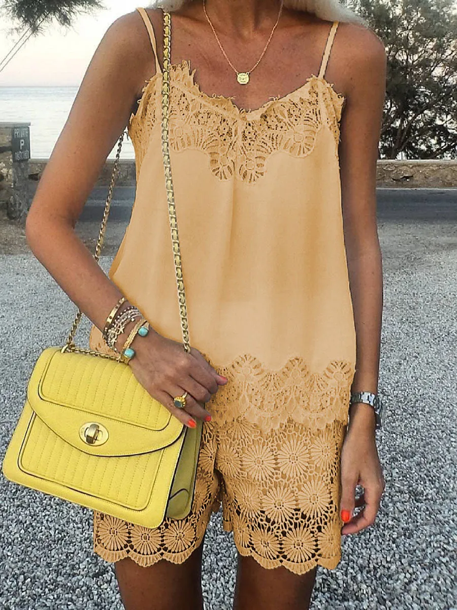 Bohemian Loose Casual Sling Tops Shorts Set