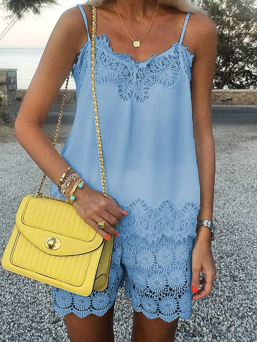 Bohemian Loose Casual Sling Tops Shorts Set