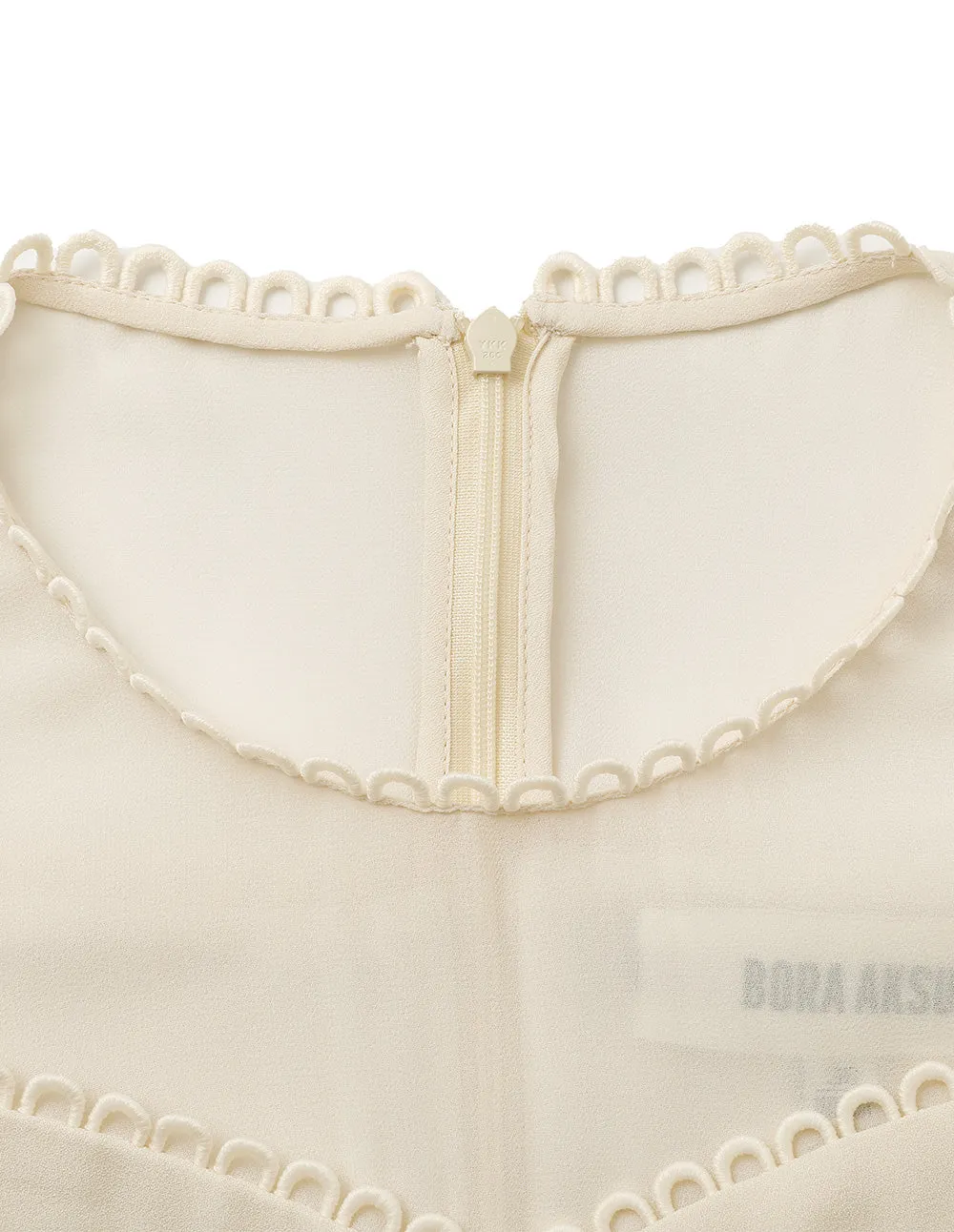 BORA AKSU Hepburn Style Acetate Patchwork Lace Trim Umbrella Dress