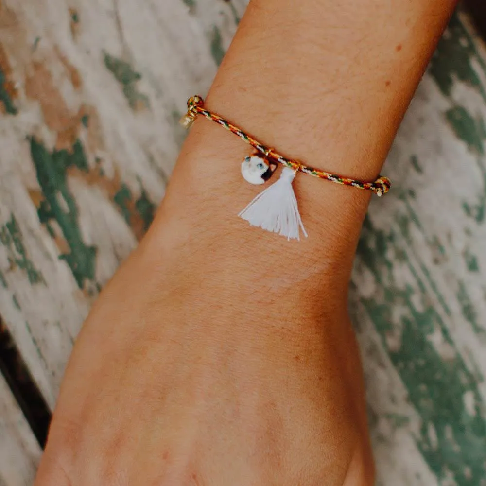 Bracciale Gatto tricolore nappa