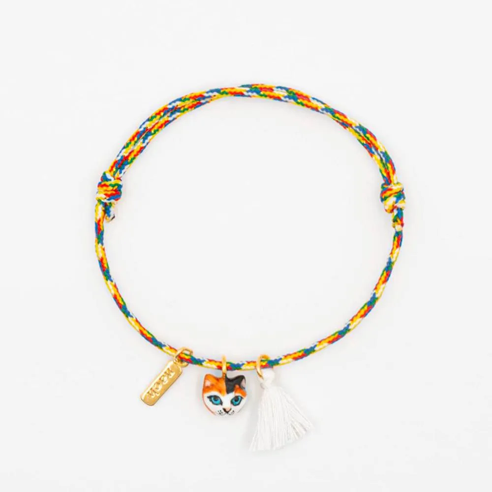 Bracciale Gatto tricolore nappa