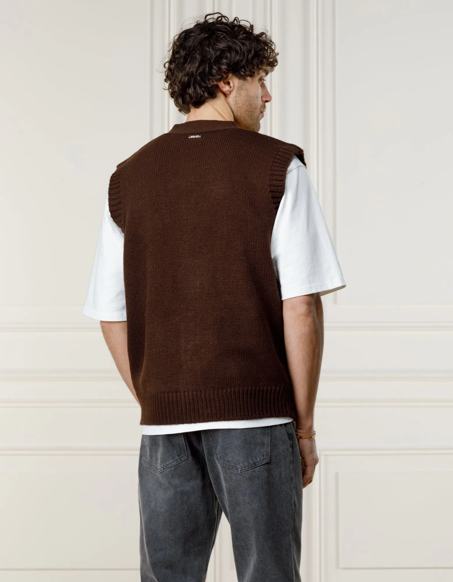 Brown Sleeveless Cardigan