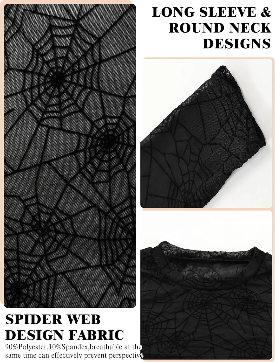 Buauty Mesh Long Sleeve Top for Women, Lace Sheer Tops See Through Mock Neck Floral Embroidery Sheer Blouce Fishnet Shirt