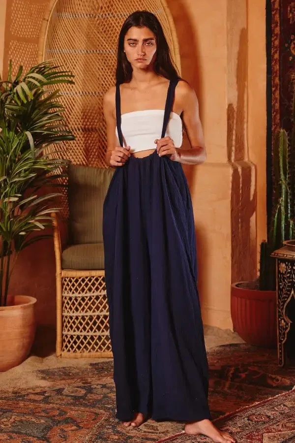 Bucketlist Wide Leg Solid Suspender Pants
