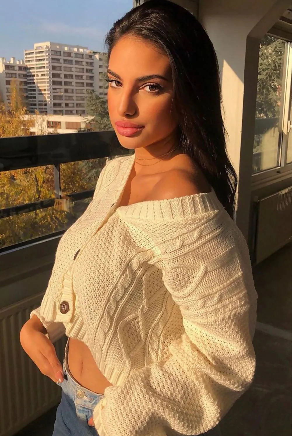 Cable Knit Cream Cropped Button Up Cadigan