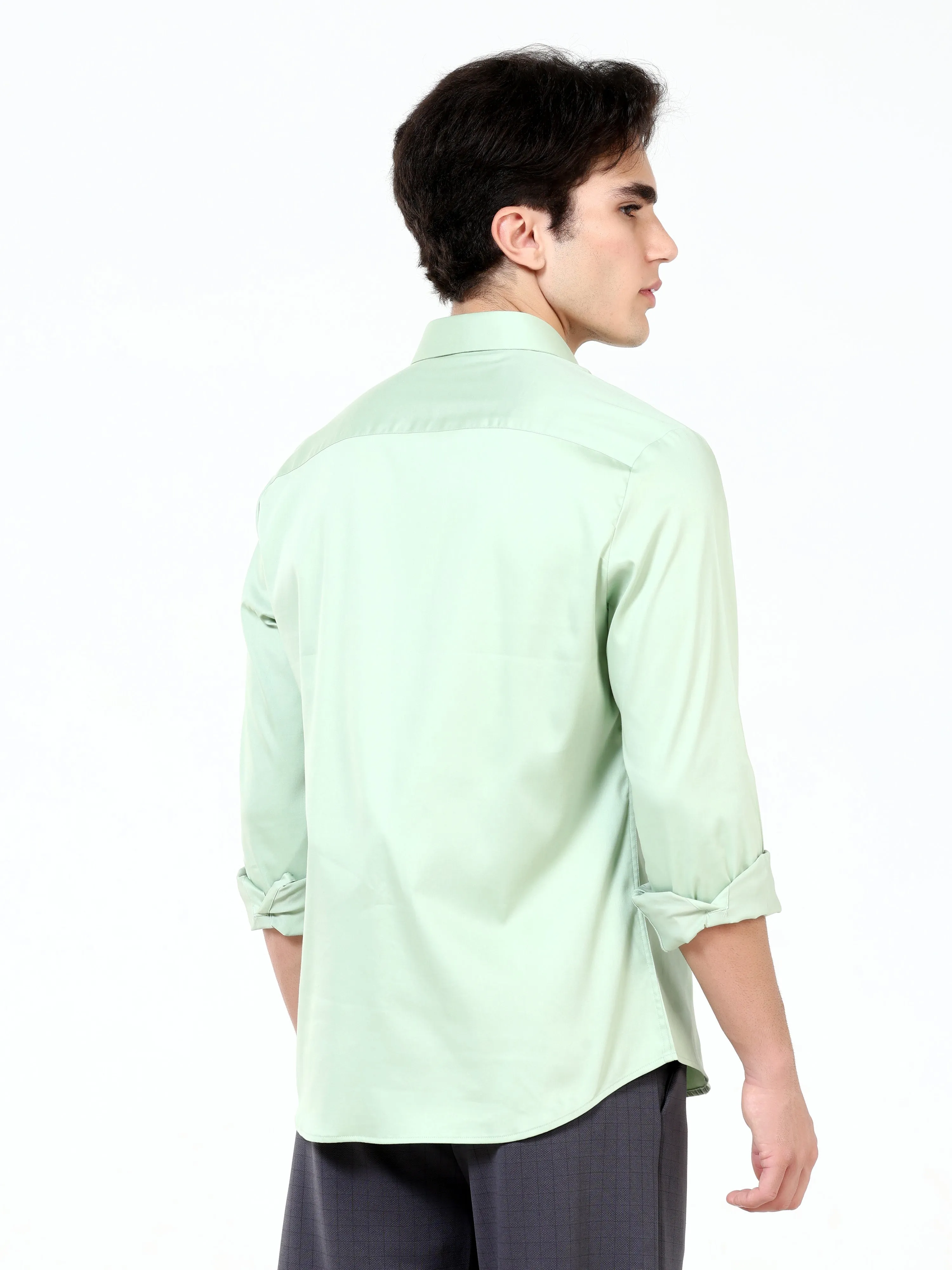 Caledon Green Satin Solid Shirt