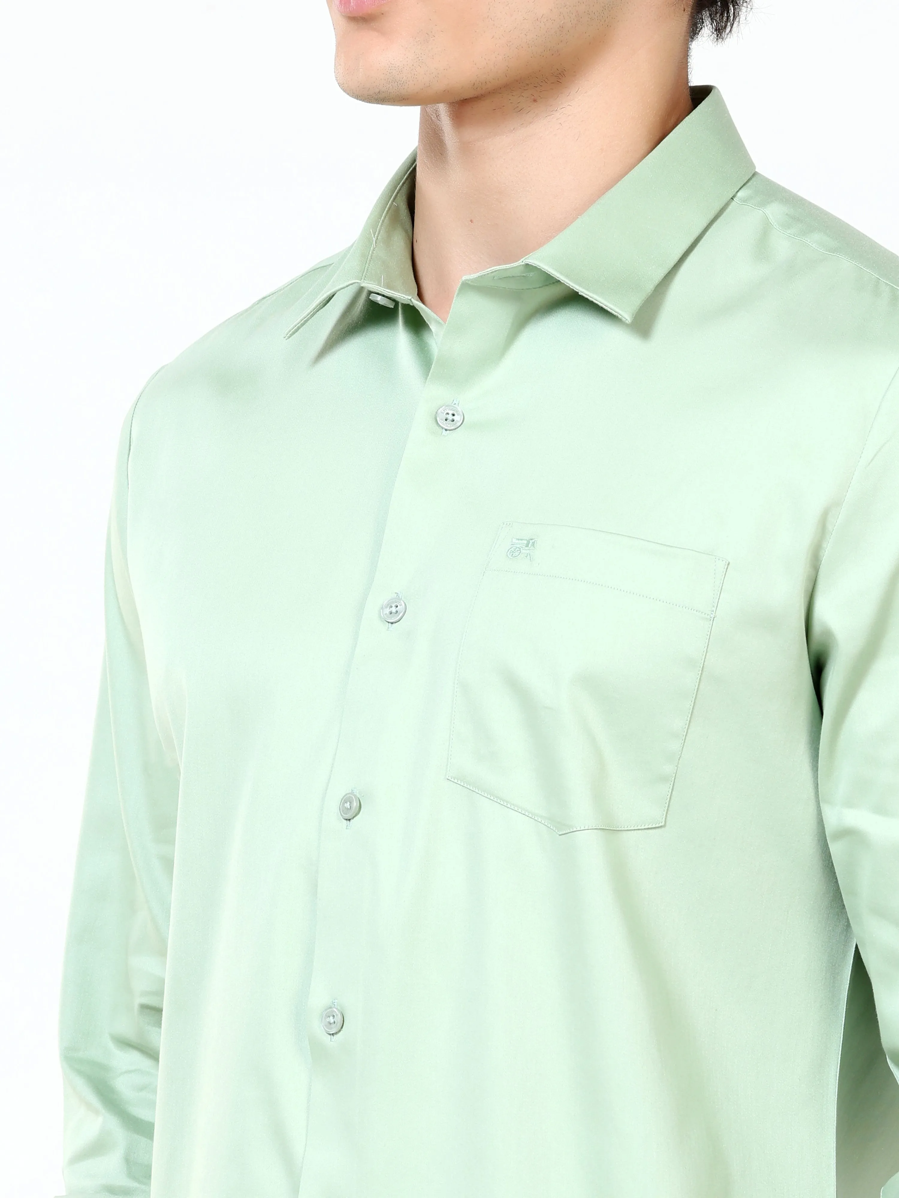 Caledon Green Satin Solid Shirt