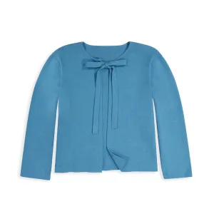 Cashmere Blend Tie Front Cardigan -- Blue