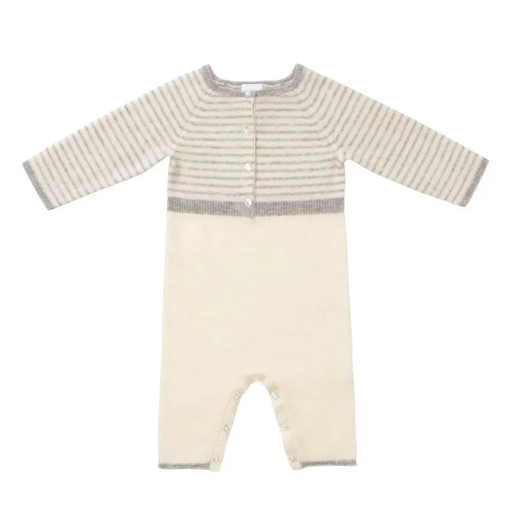 Cashmere playsuit stripy clotted cream *