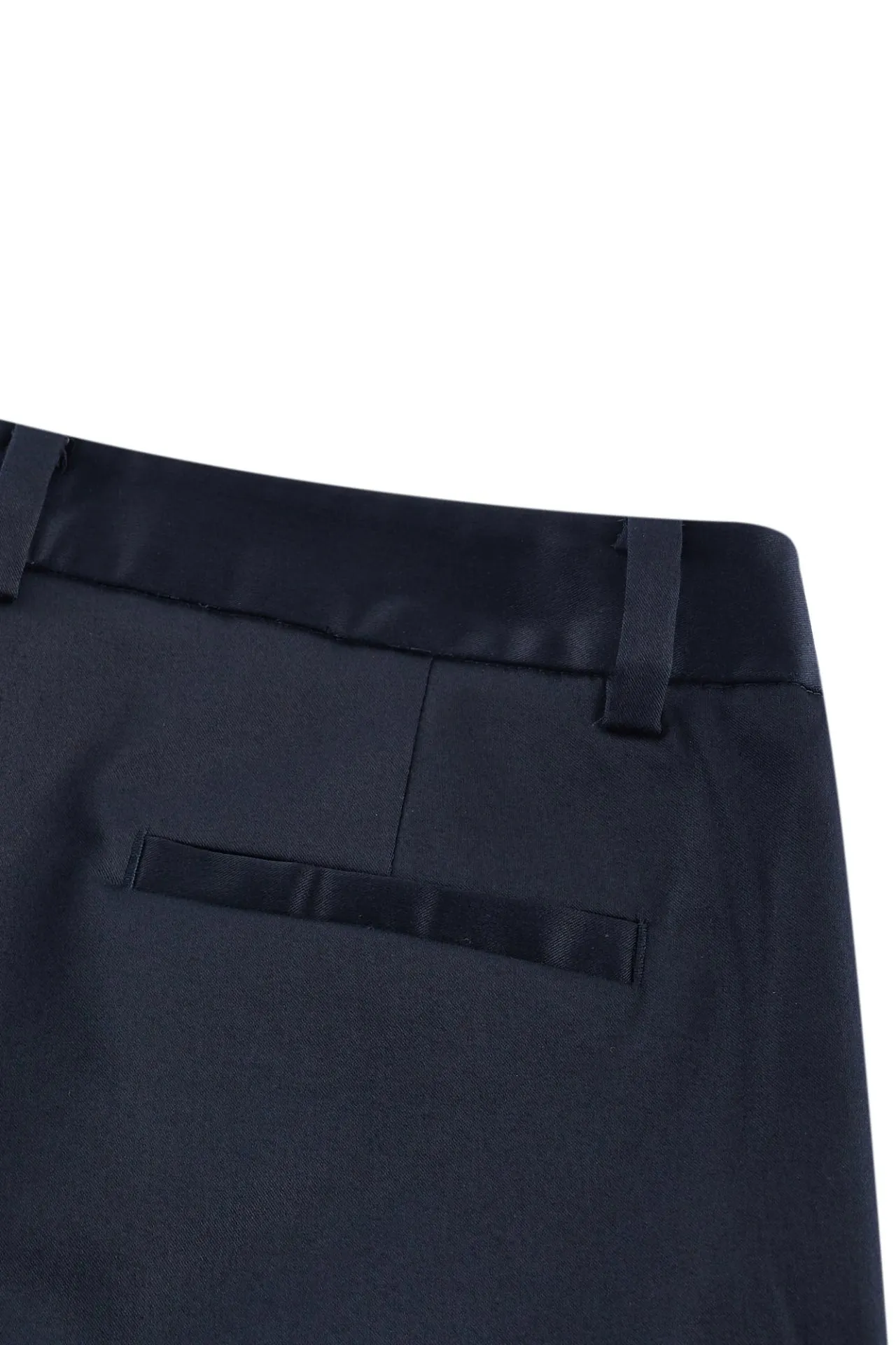 Cotton Blend Spandex Satin Ankle Skinny Pants With Belt