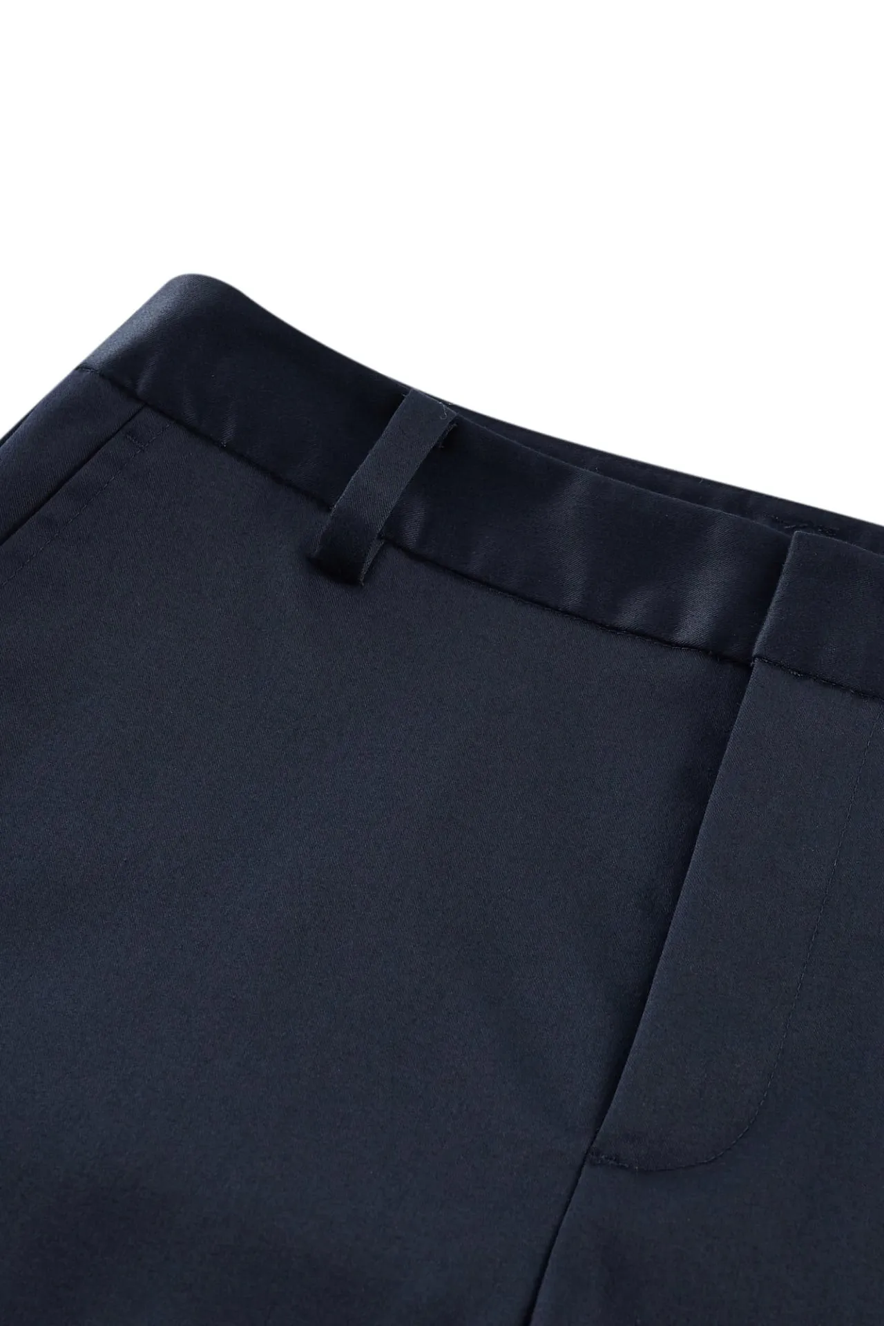 Cotton Blend Spandex Satin Ankle Skinny Pants With Belt