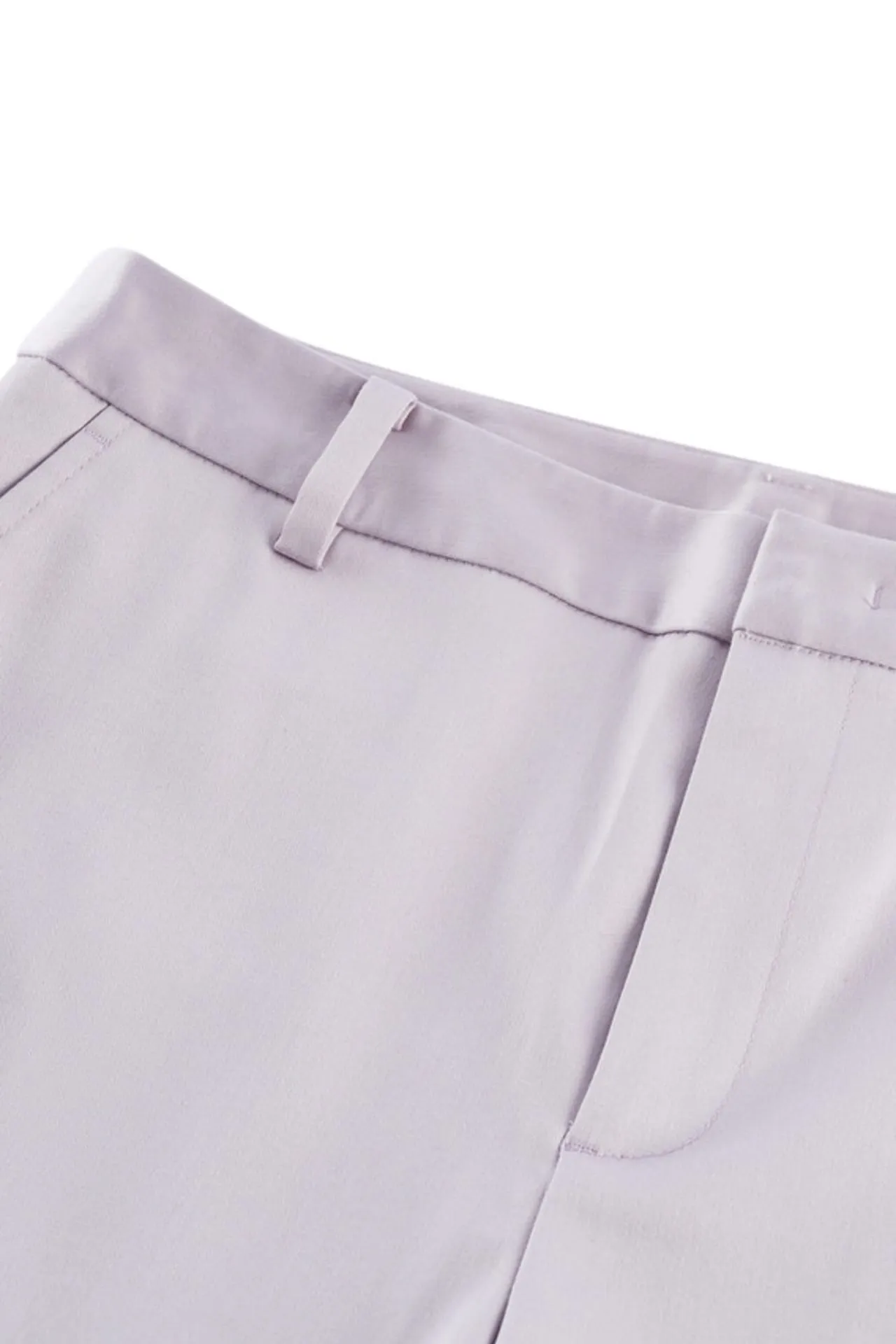 Cotton Blend Spandex Satin Ankle Skinny Pants With Belt