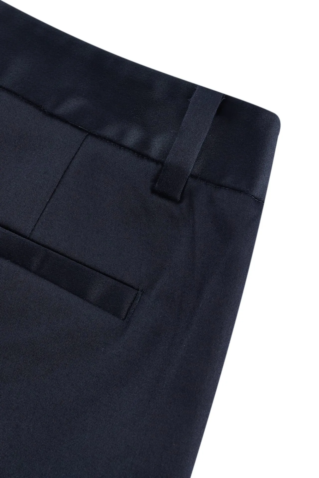 Cotton Blend Spandex Satin Ankle Skinny Pants With Belt