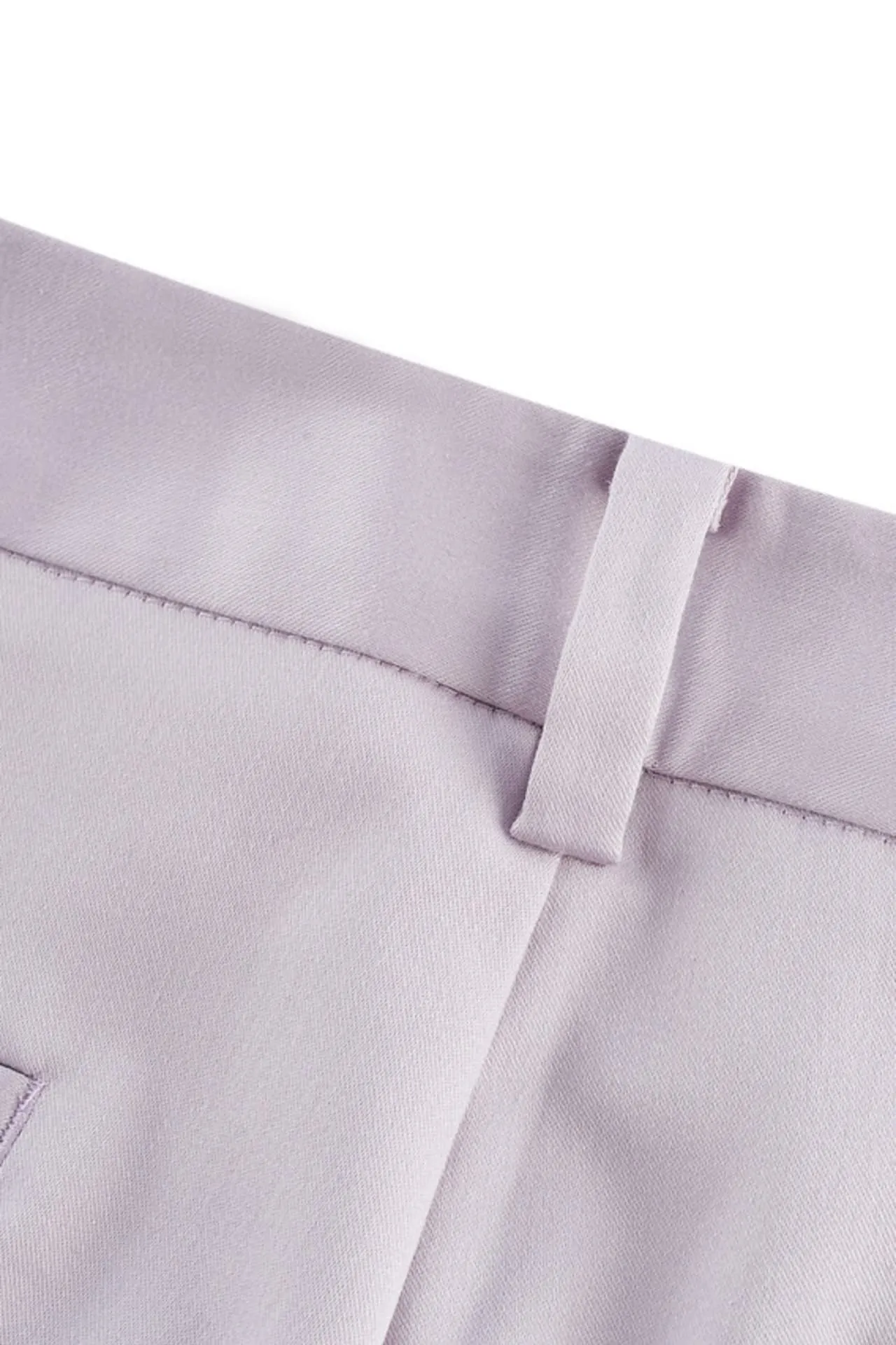 Cotton Blend Spandex Satin Ankle Skinny Pants With Belt