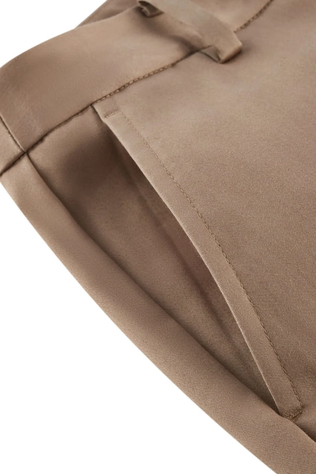 Cotton Blend Spandex Satin Ankle Skinny Pants With Belt