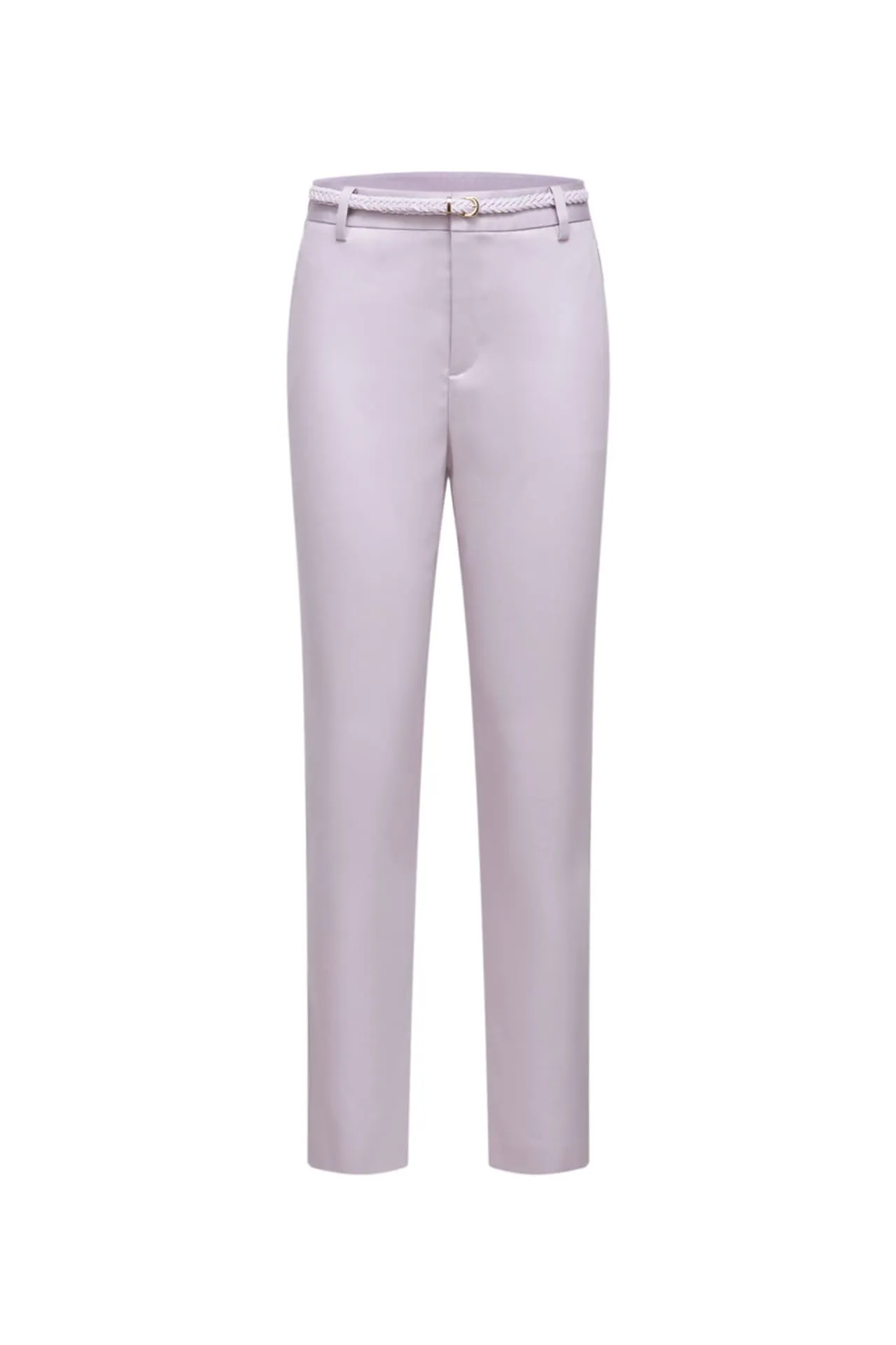 Cotton Blend Spandex Satin Ankle Skinny Pants With Belt