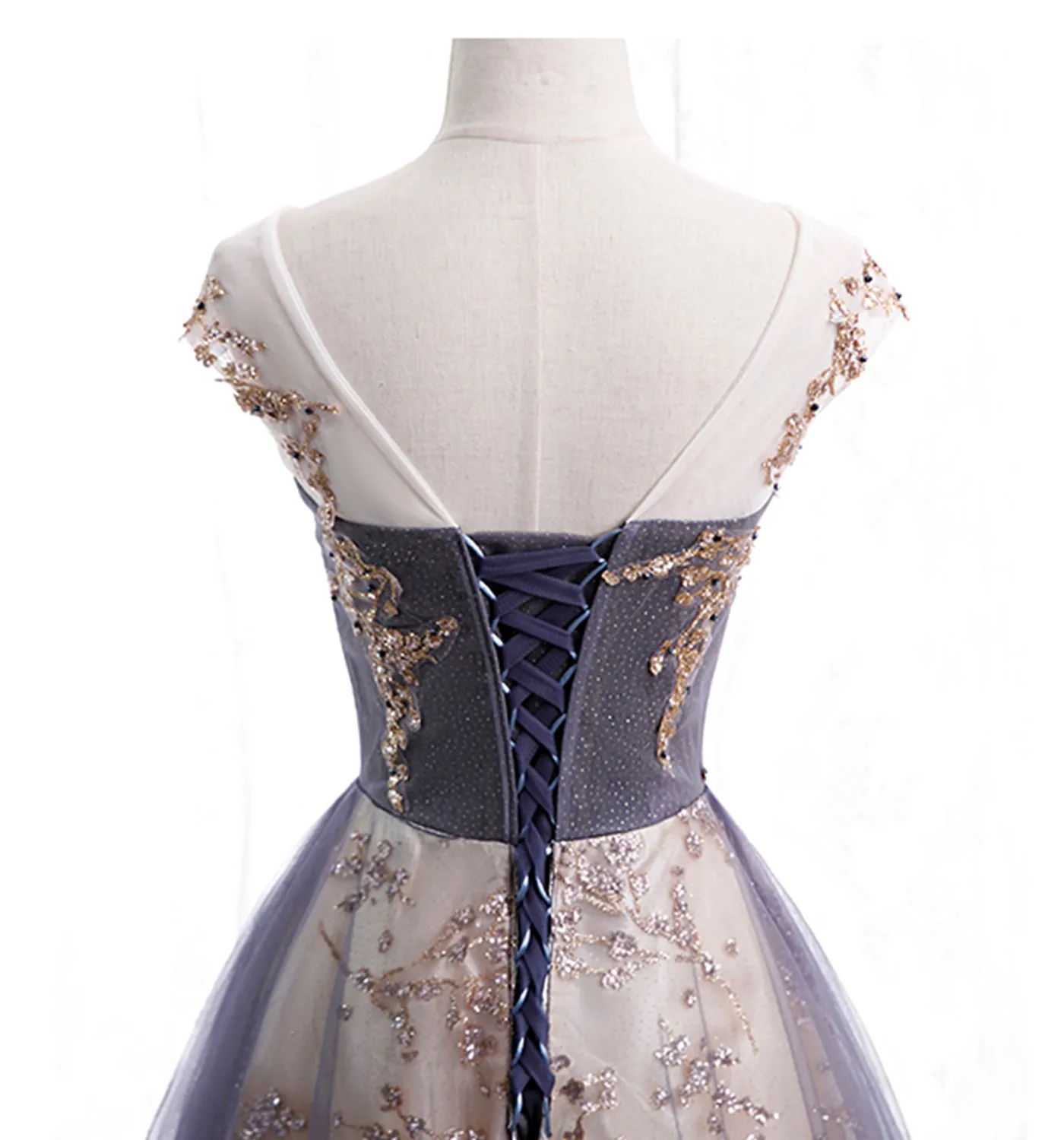 Cute Tulle Sequins Long Prom Dress, Evening Dress