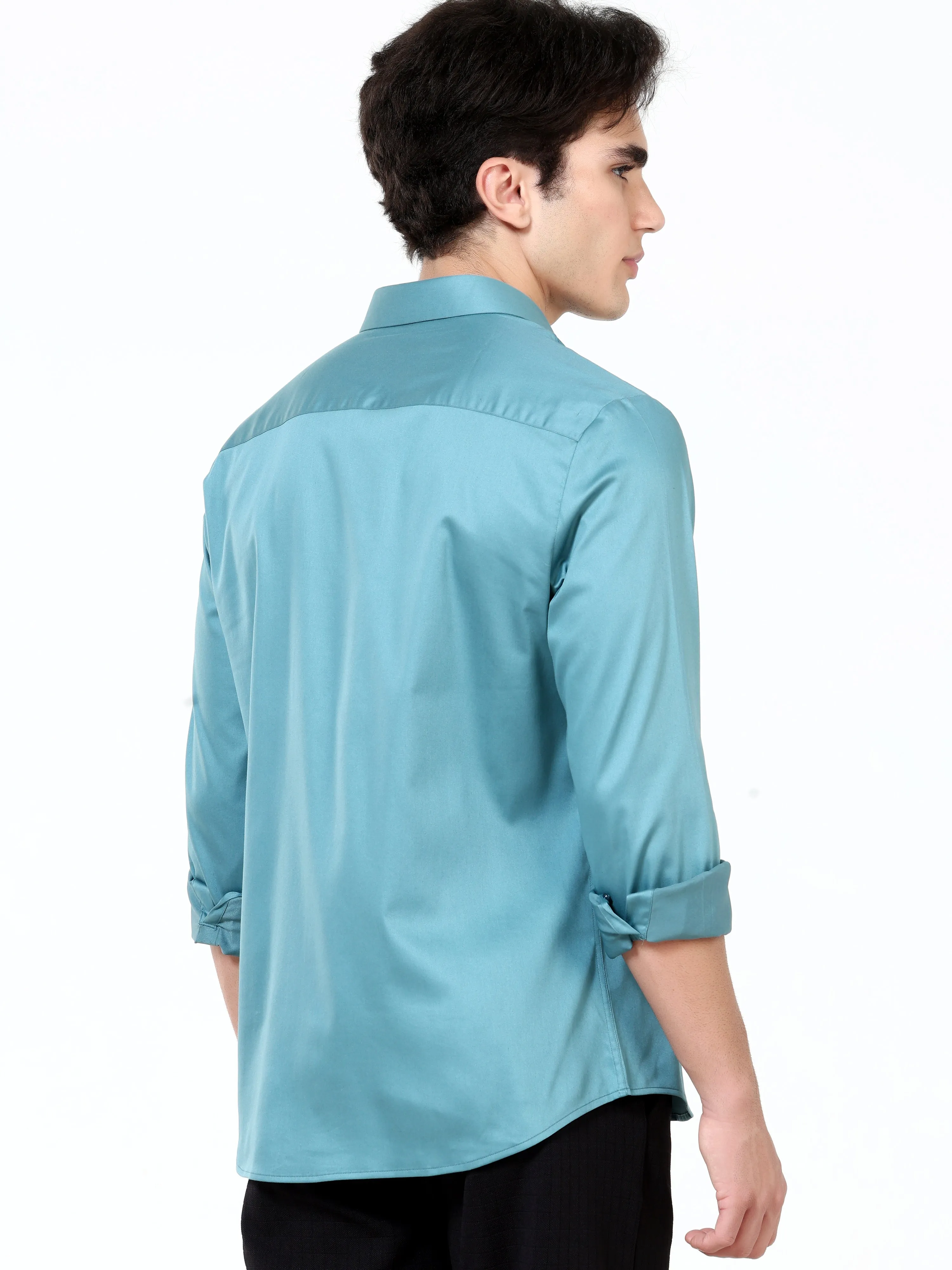 Deep Sea Satin Solid Shirt