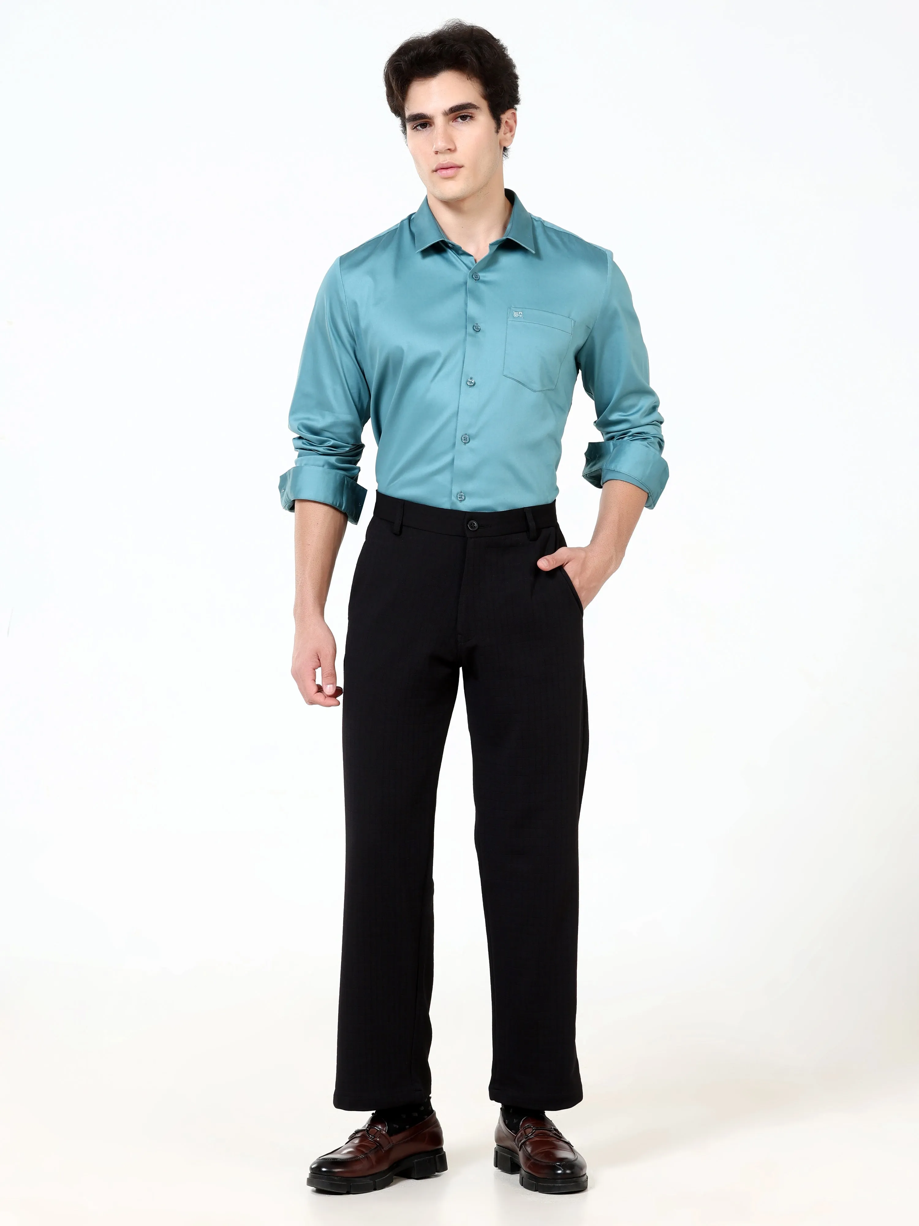 Deep Sea Satin Solid Shirt