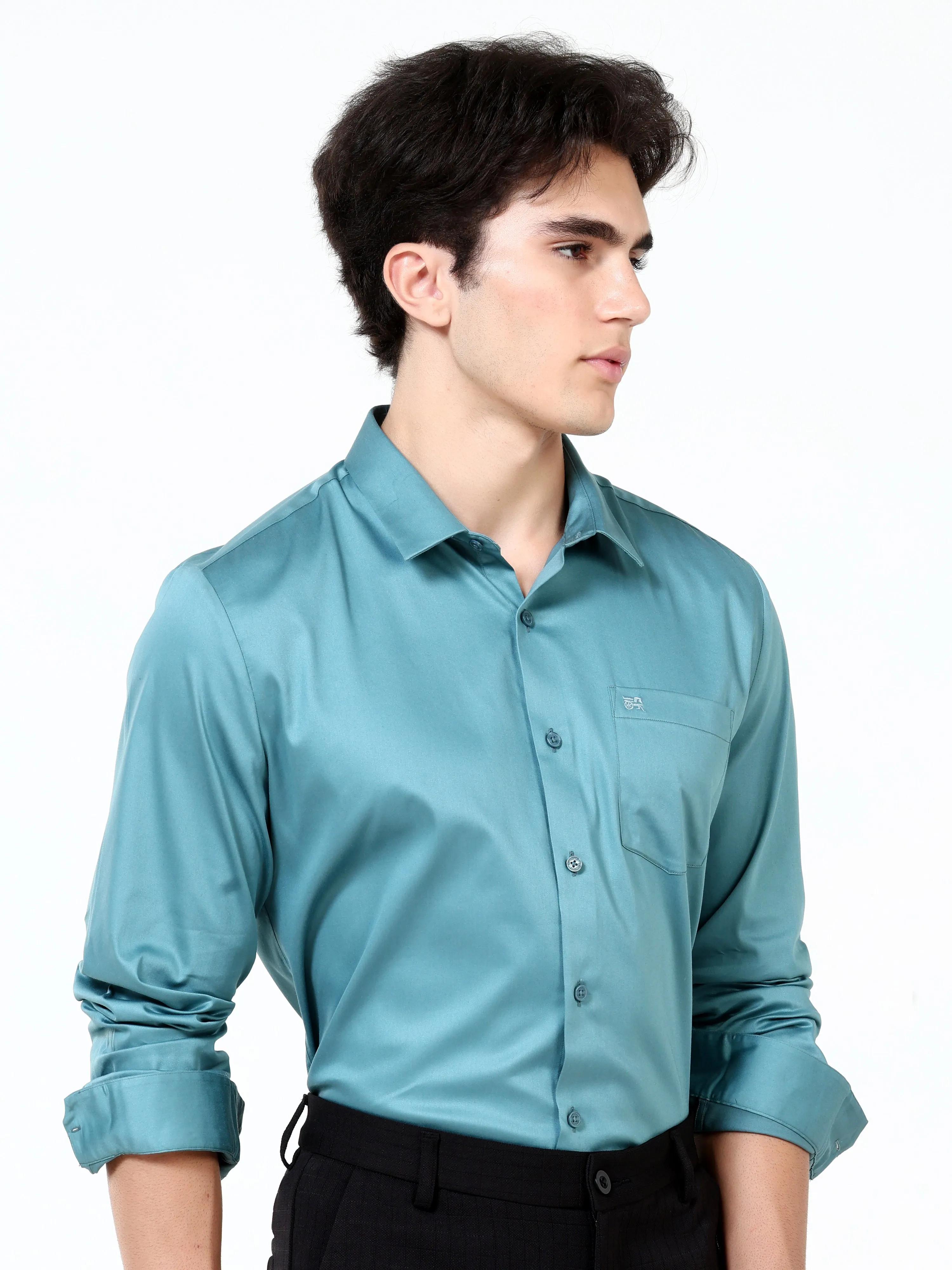 Deep Sea Satin Solid Shirt