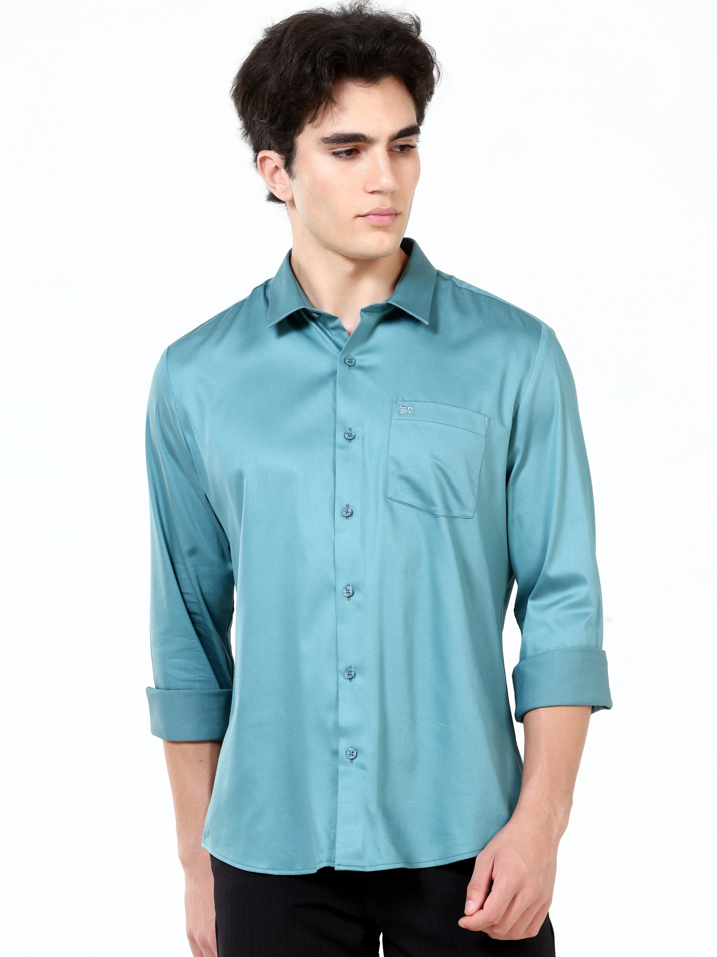 Deep Sea Satin Solid Shirt