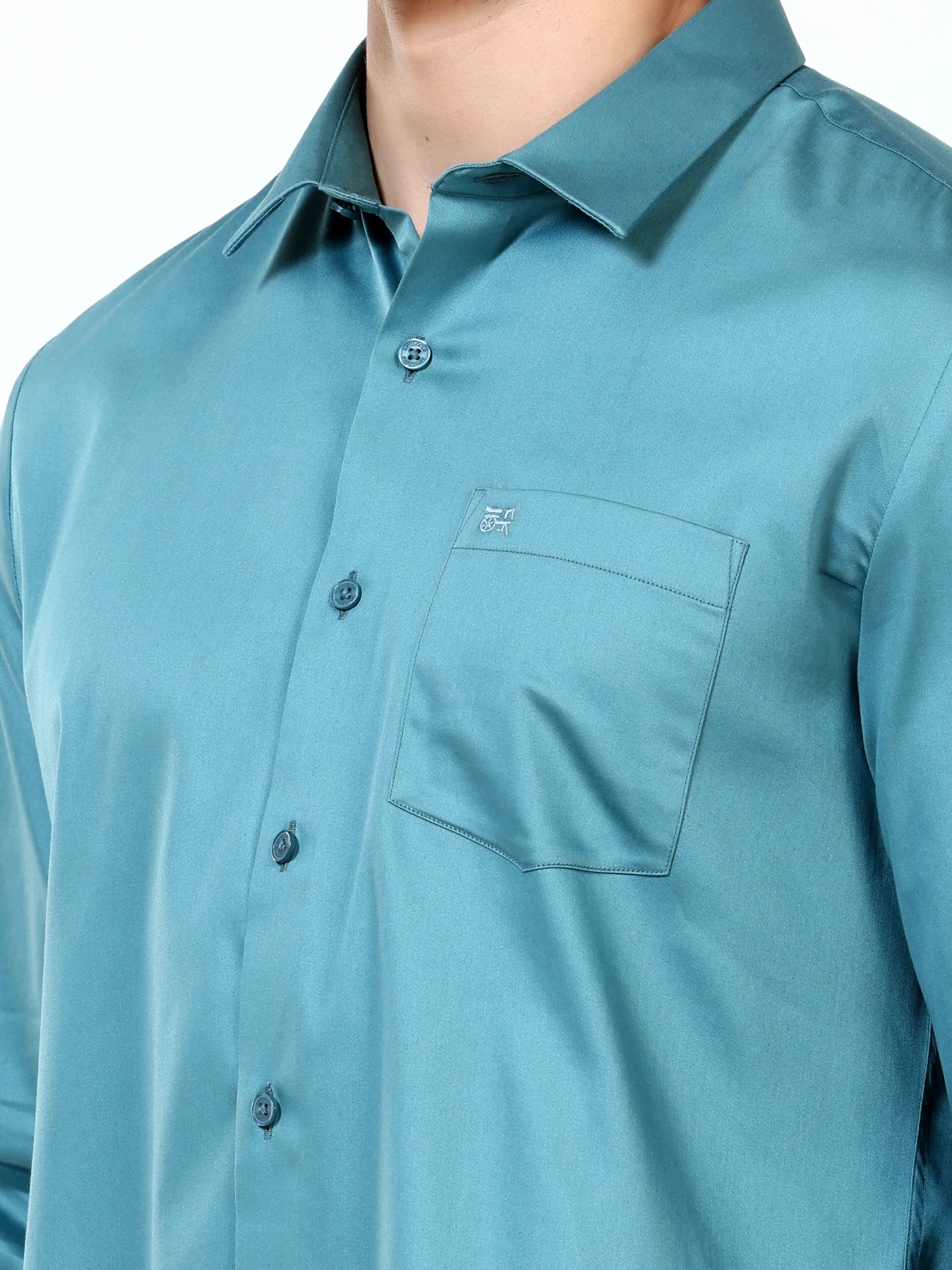 Deep Sea Satin Solid Shirt