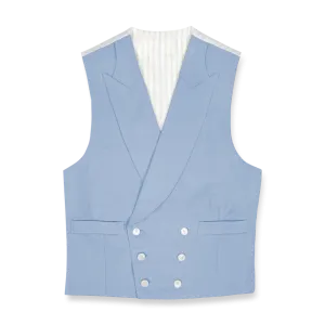 Double Breasted Wool Waistcoat in Pale Blue