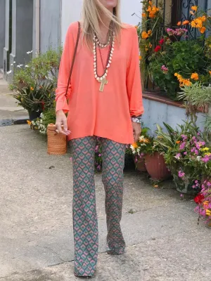 Elegant Casual Loose V-Neck Top Pants Set
