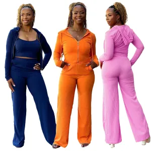 Fashion cardigan suspender vest pants three piece set AY3211