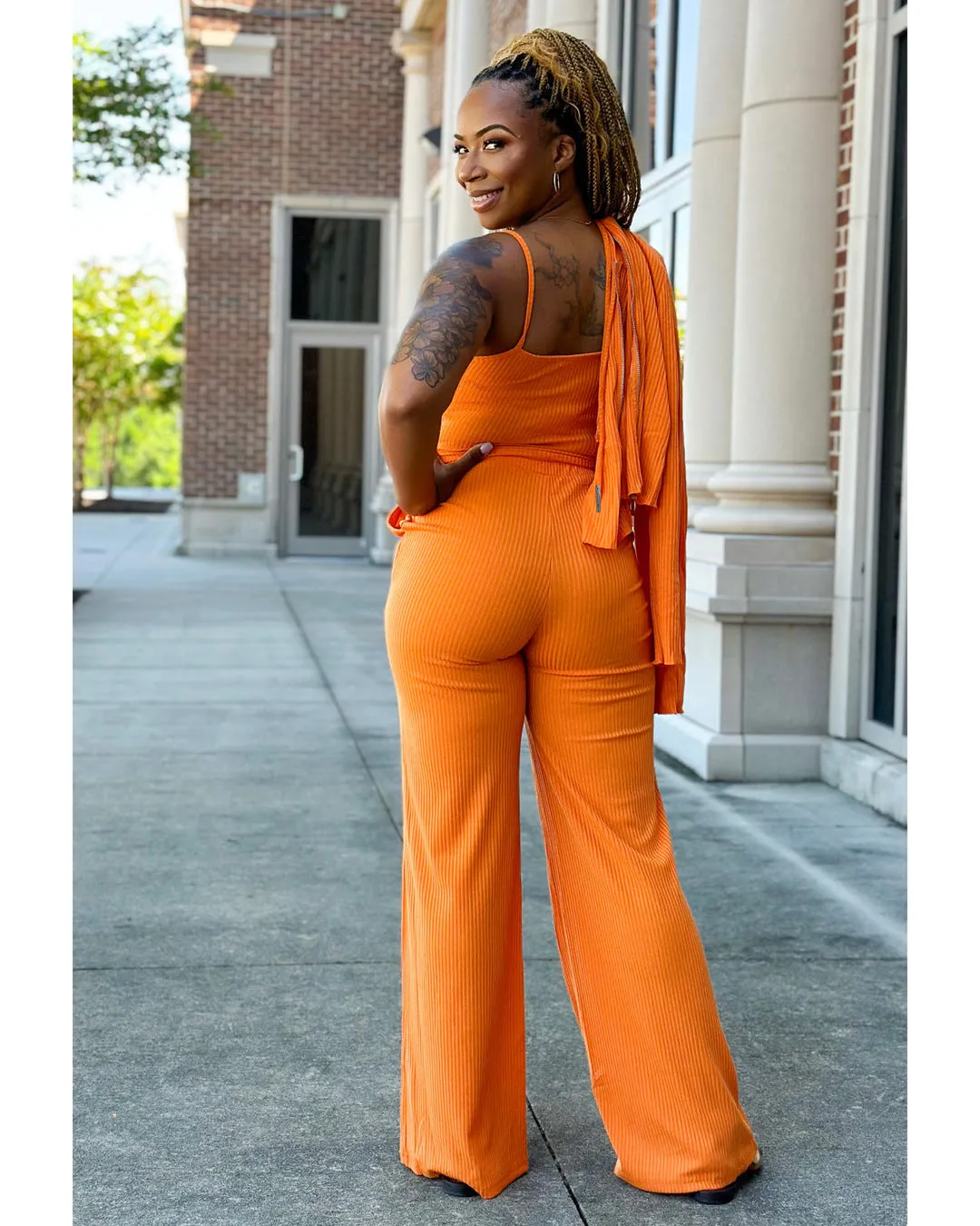 Fashion cardigan suspender vest pants three piece set AY3211