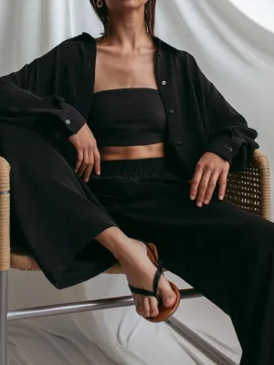 Fashion Casual Loose Lapel Long Sleeve Solid Color Two-piece Suit