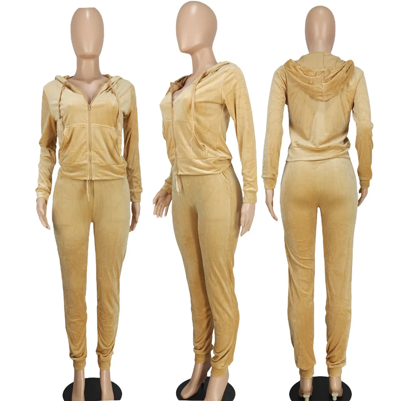 Fashion velvet cardigan two-piece set AY3139