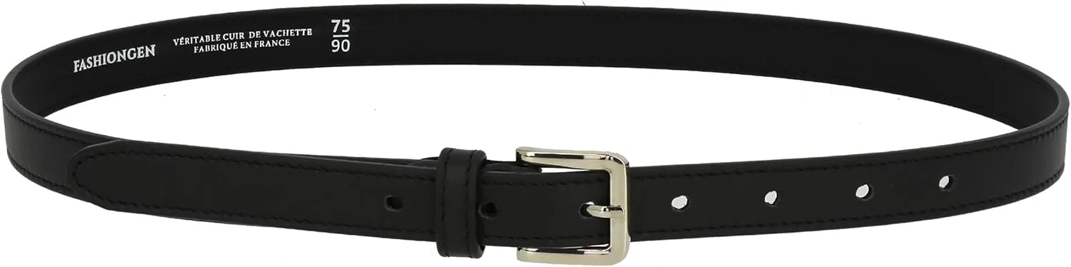 FASHIONGEN - Woman Italian Leather Belt, 2 cm width Ladies Belt for dress, pants, LINDA