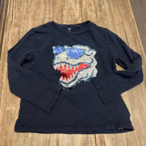 Gap Cotton Blue flip sequin dino Longsleeve 6-7Y