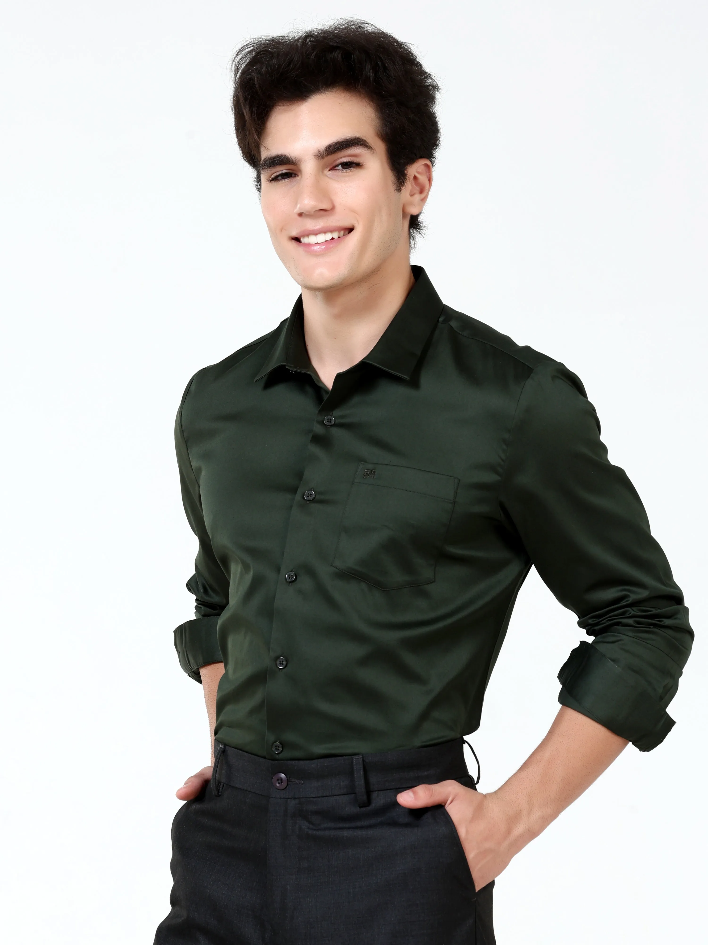 Garden Topiary Satin Solid Shirt
