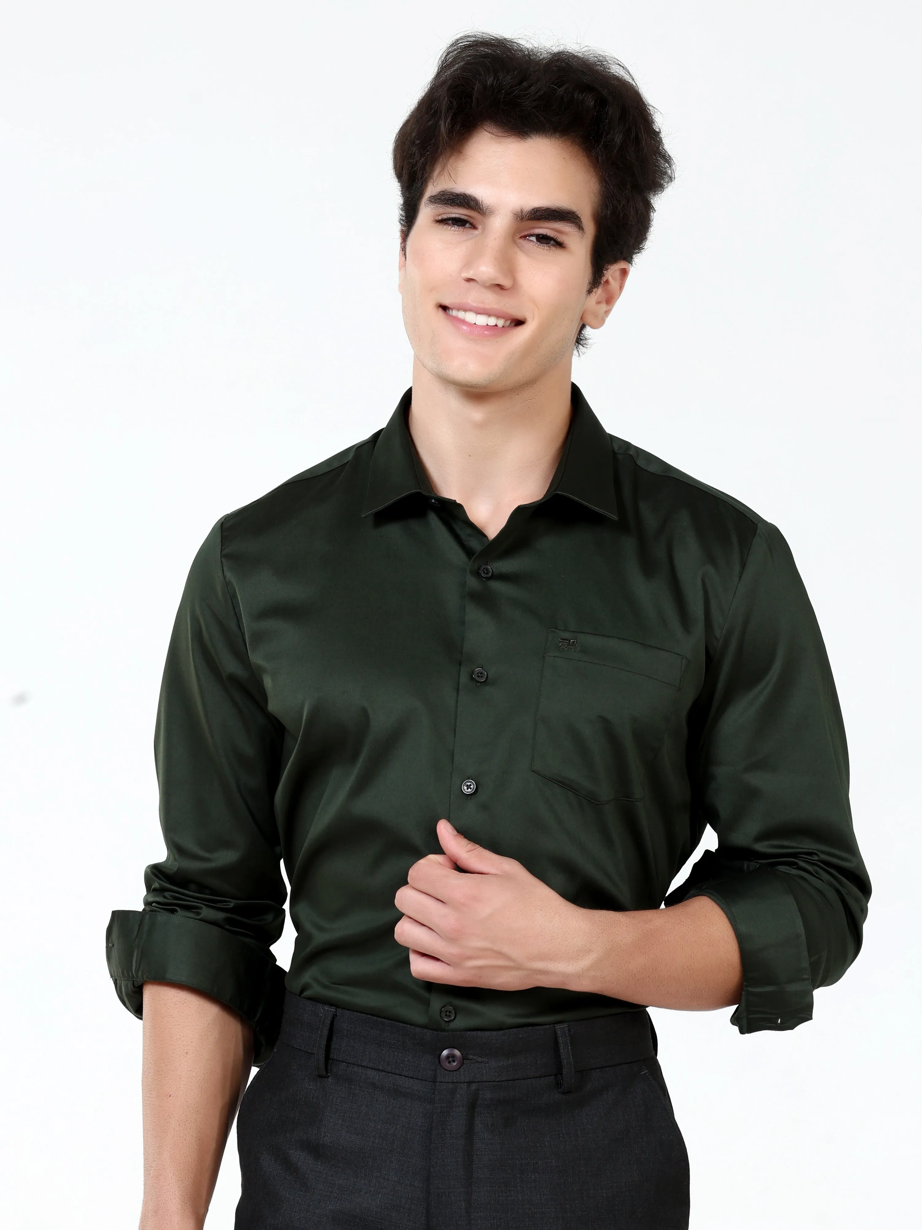 Garden Topiary Satin Solid Shirt