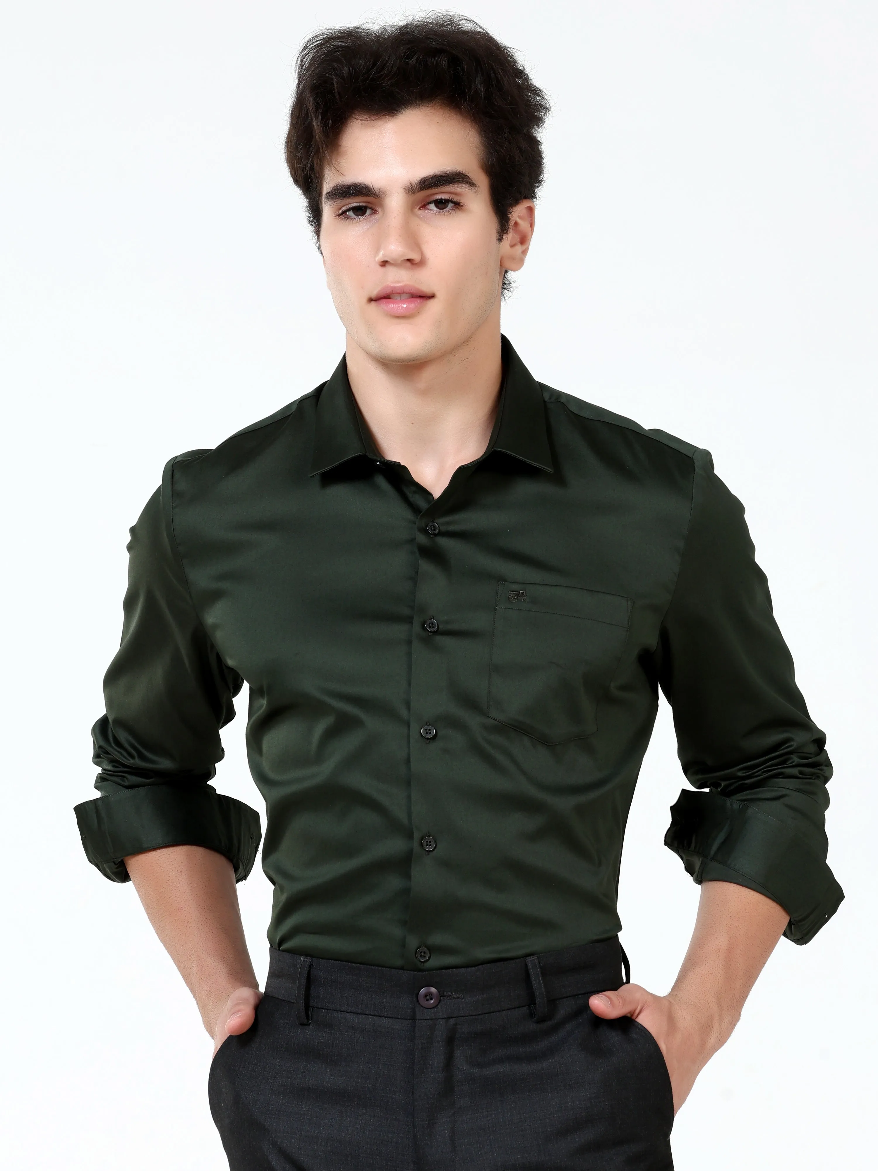 Garden Topiary Satin Solid Shirt