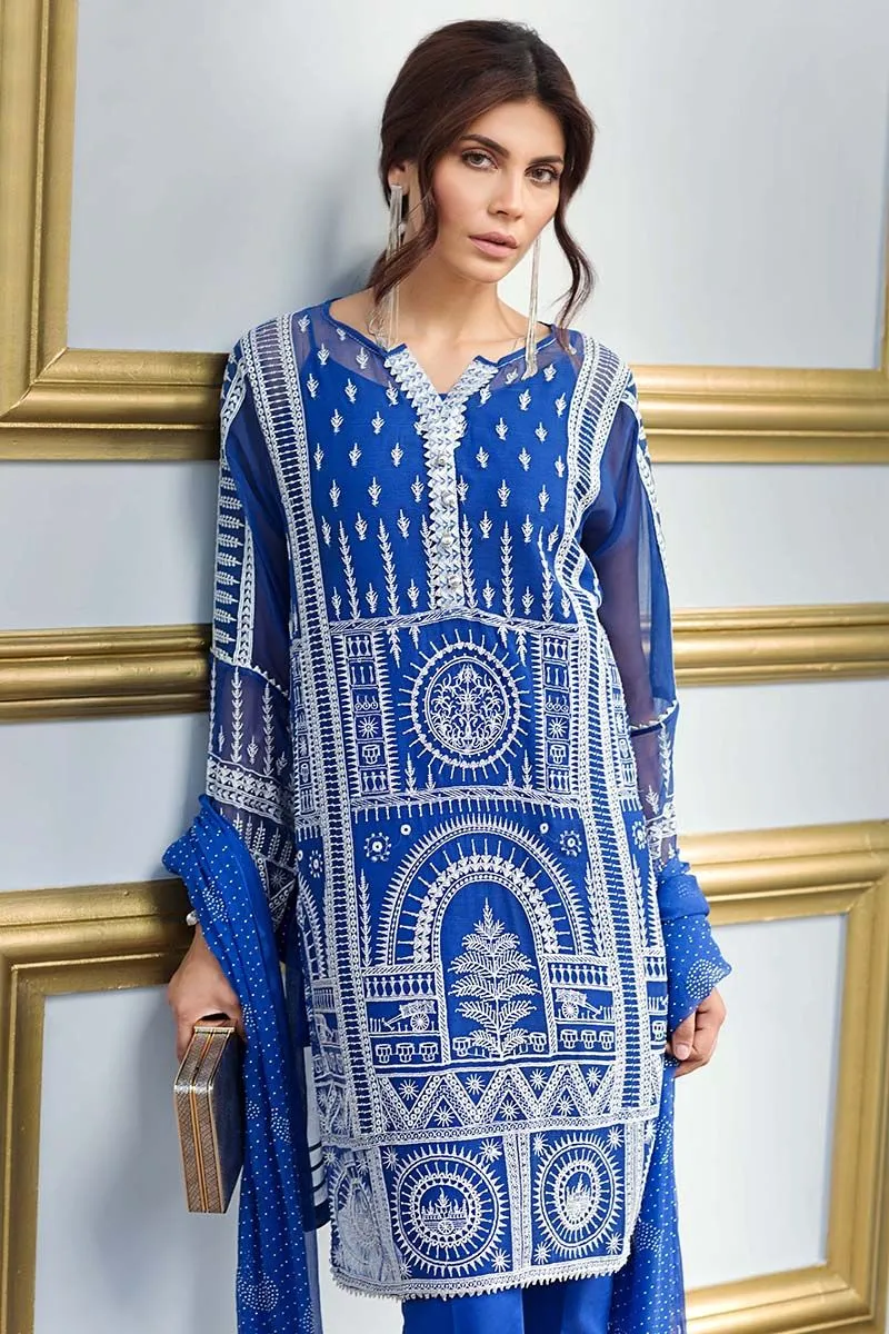 Gul Ahmed Festive Jewelled Collection 2018 – Ink Grey 3 Pc Blended Chiffon FE-140