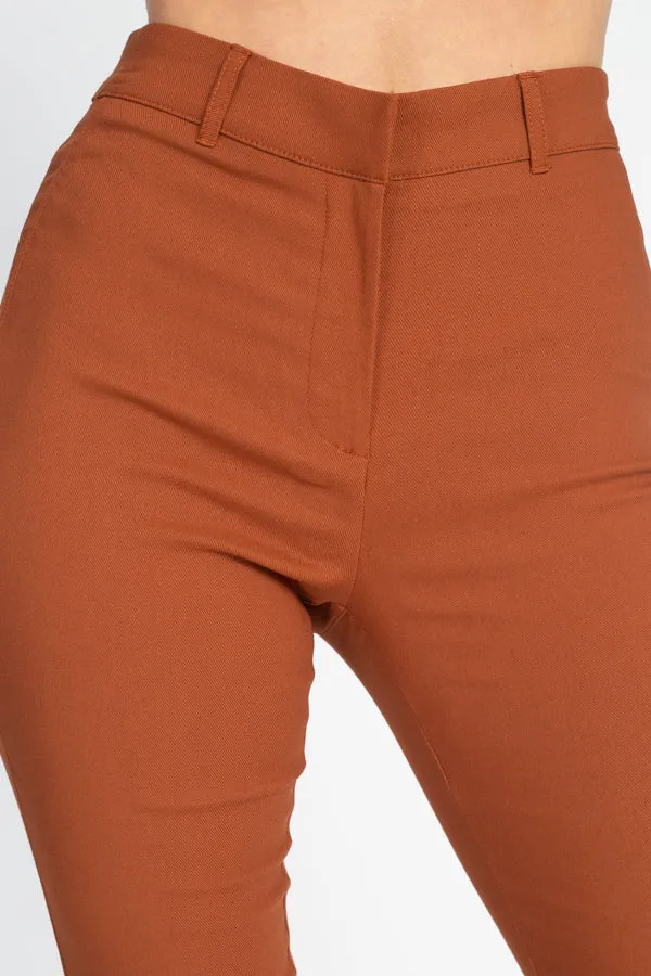 High Rise Solid Skinny Pants
