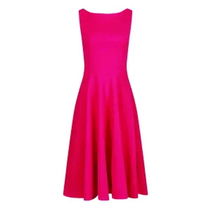 Hot Pink Sleeveless Audrey Hepburn Style 50s Swing Dress